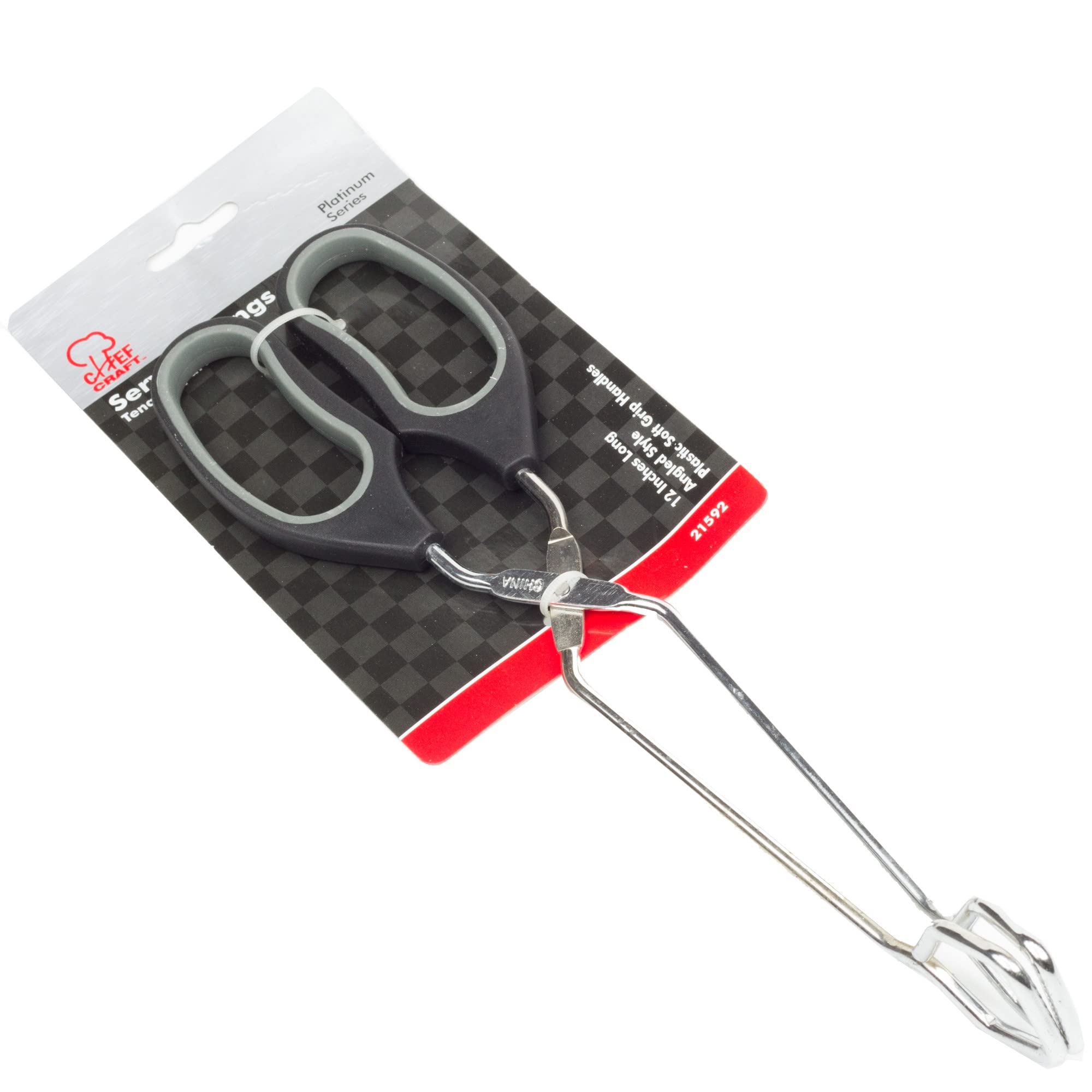 Chef Craft Classic Offset Tongs, 12 inches in length, Black