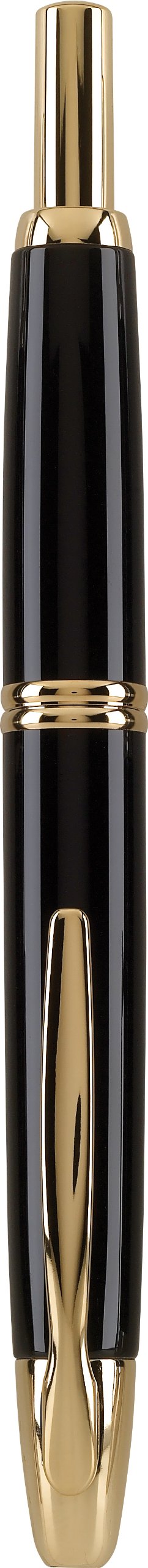 PILOT Vanishing Point Collection Refillable & Retractable Fountain Pen, Black Barrel with Gold Accents, Blue Ink, Broad Nib (60365)