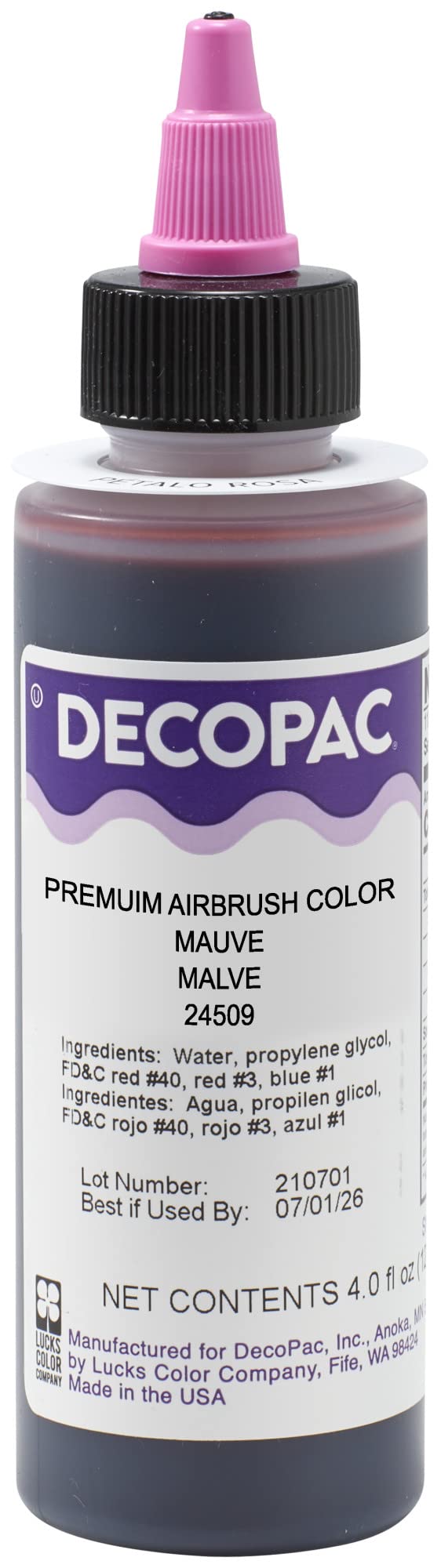 DECOPAC Food Coloring, Airbrush Food Color, Edible Airbrush For Cake Decorating, Cookie Airbrush Coloring, Food Airbrush Kit Add-on, Airbrushes For Cake Decorating 4 Fl Oz - Mauve