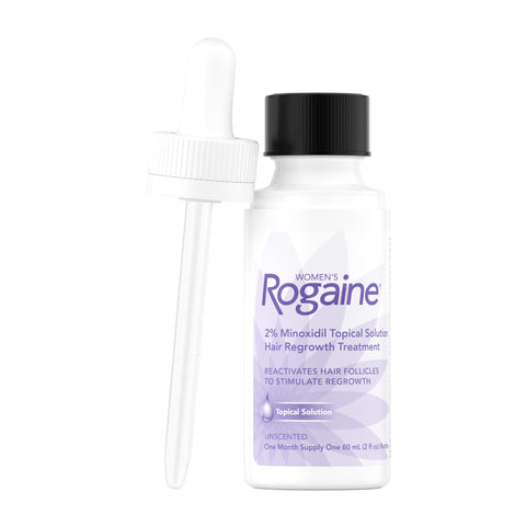 Women's Rogaine 2% Minoxidil Topical Solution for Thin Hair, Topical Hair Regrowth Treatment for Women, Unscented Minoxidil Liquid, 1-Month Supply, 2 fl. oz