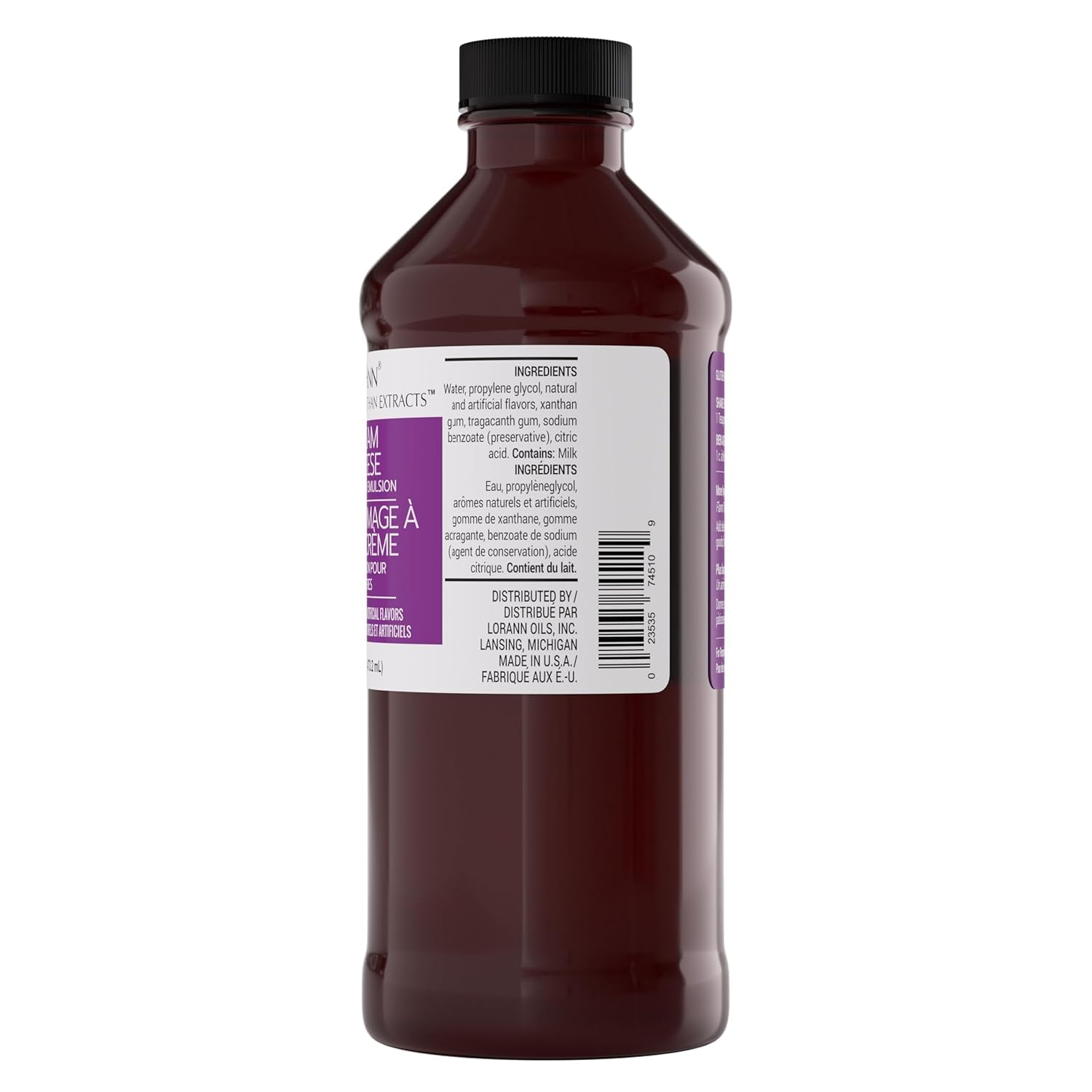 LorAnn Oils Cream Cheese Bakery Emulsion: True Essence, Ideal for Boosting Fruit Tones in Cakes, Cookies & Desserts, Gluten-Free, Keto-Friendly, Extract Substitute Essential for Your Kitchen, 16 Oz