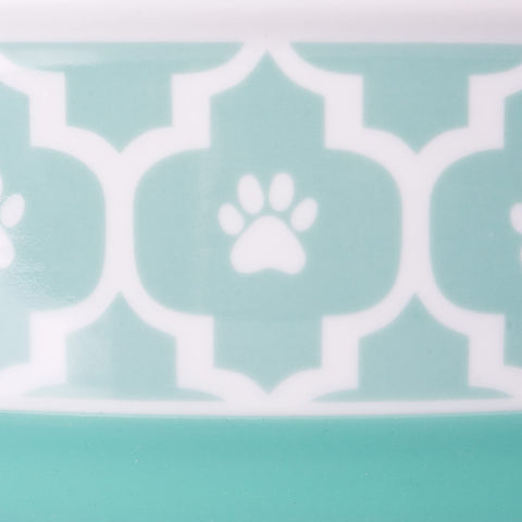 Bone Dry Lattice Collection Pet Bowl & Canister, Medium Set, 6x2", Aqua, 2 Count