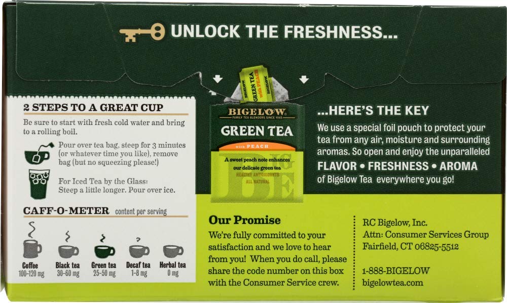 Bigelow Tea, 20 Bags - Green Peach (3 Pack)