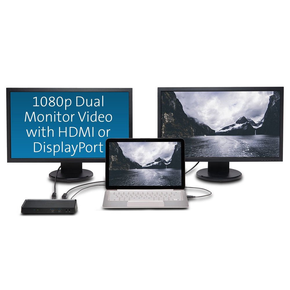 Kensington USB 3.0 Dual Display Docking Station, Dual 2K at 60Hz, 85W PD, Compatible with MacBook M1/M2/M3/M4, Windows, and Surface Laptops (K33997WW) Black