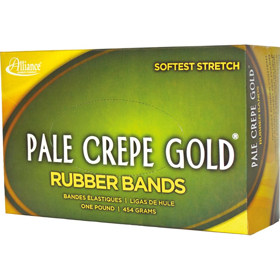 Alliance Rubber 21055 Pale Crepe Gold Rubber Bands Size #105, 1 lb Box Contains Approx. 95 Bands (5" x 5/8", Golden Crepe)