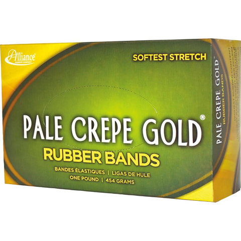 Alliance Rubber 21075 Pale Crepe Gold Rubber Bands Size #107, 1 lb Box Contains Approx. 60 Bands (7" x 5/8", Golden Crepe)