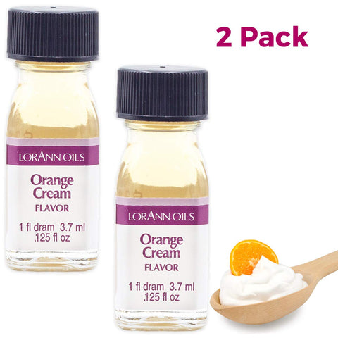 LorAnn Oils Super Strength Flavoring - Used For Candy Making, Flavoring, Baking, Hard Candy, & Flavor Oils - Bold, Natural Flavors 4X Stronger Than Extracts - Orange Cream, Pack of 2, 0.125 fl oz