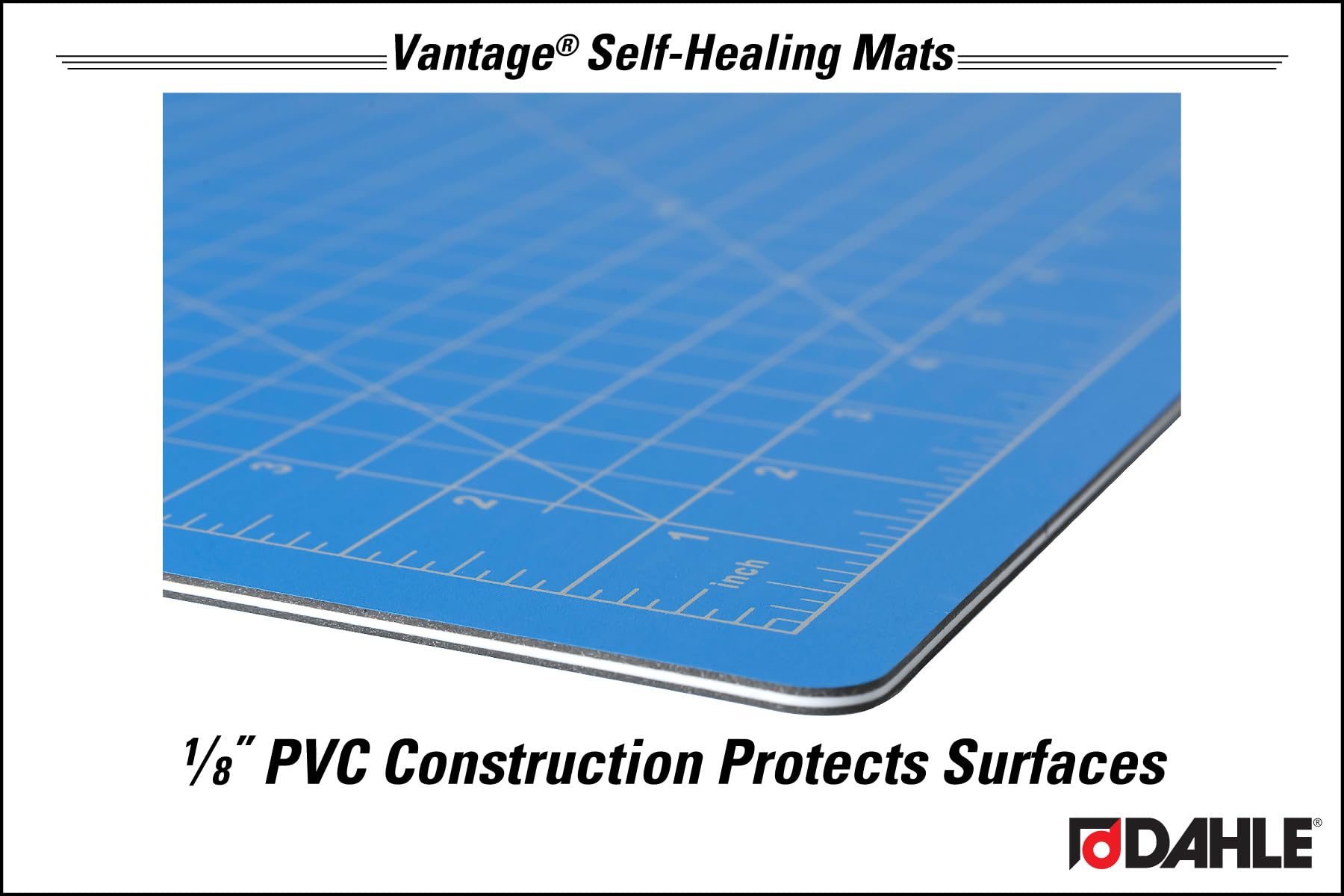 Dahle Vantage 10691 Premium Self-Healing Cutting Mat, 12"x18", 1/2" Grid, 5 Layers for Max Healing, Perfect for Crafts & Sewing, Blue