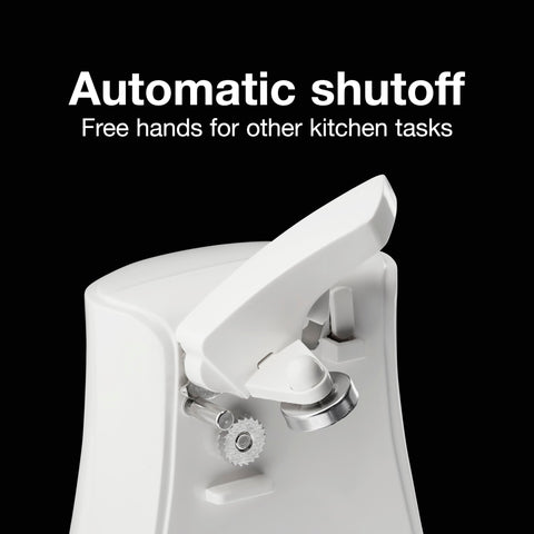 Proctor Silex Power Electric Automatic Can Opener for Kitchen with Knife Sharpener, Twist-off Easy-Clean Lever, Cord Storage, White (75224PS)