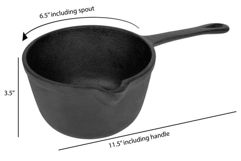 Jim Beam JB0204 Pre-Seasoned Heavy Duty Construction Cast Iron Basting Pot for Grilling and Oven, Large, Black