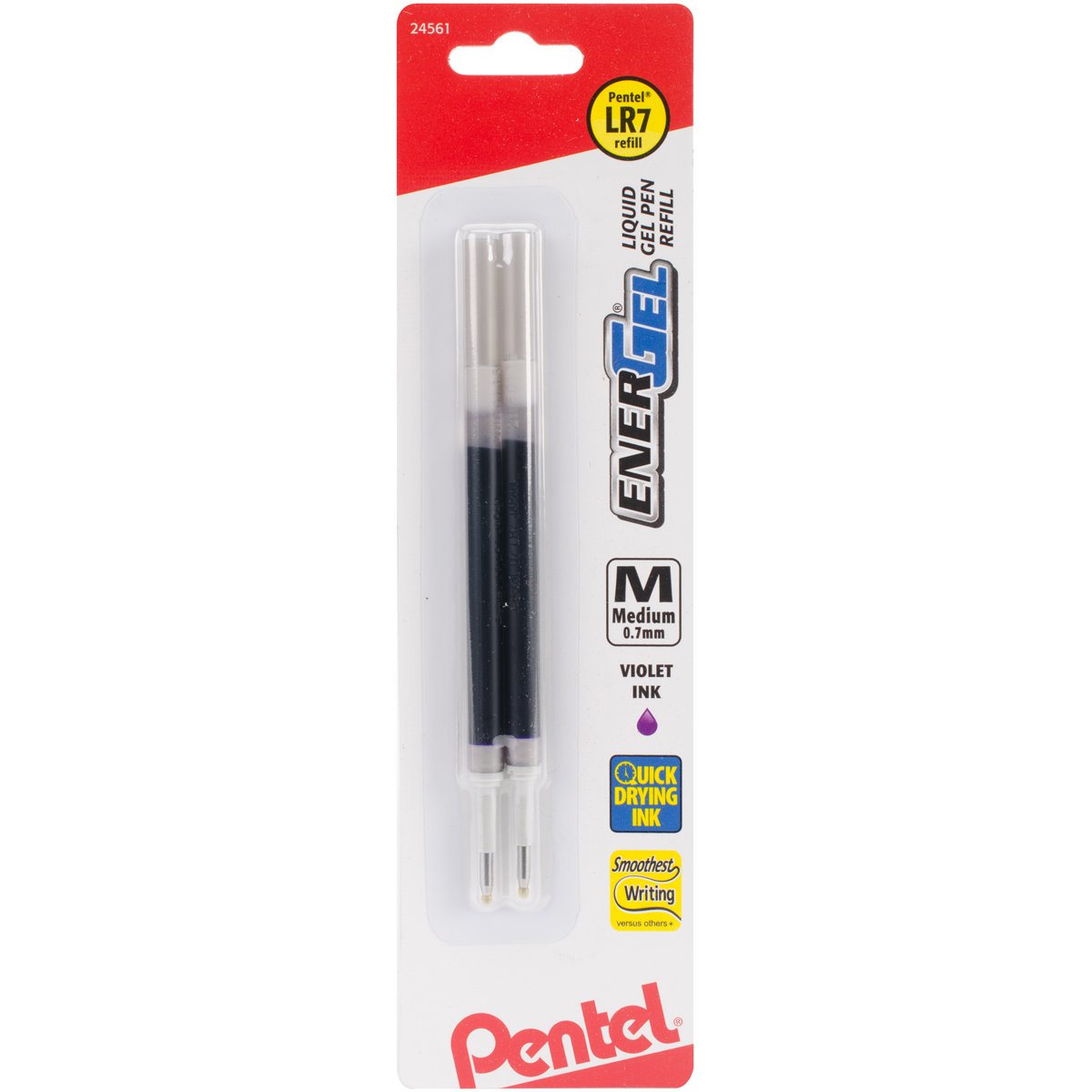 Pentel Refill Ink, For ENER-GEL & Lancelot Gel Pen, 0.7mm Metal Tip, Medium, Violet Ink, Pack of 2 (LR7BP2V)