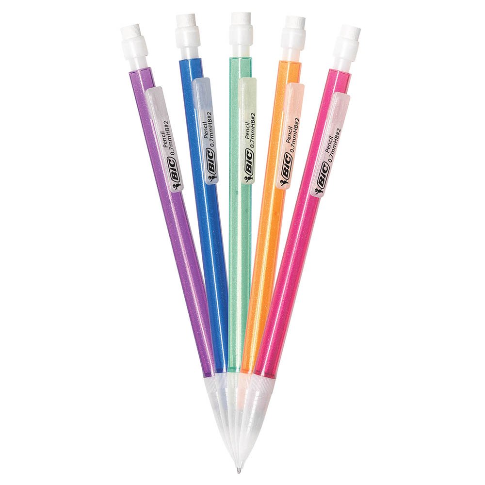 BIC Xtra-Sparkle Number 2 Mechanical Pencils With Erasers, Medium Point (0.7mm), 15-Count Pack, Cute Mechanical Pencils for Girls, Boys and Adults