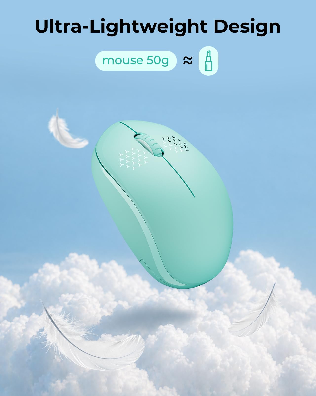 seenda Wireless Mouse for Laptop, 2.4G Noiseless Mouse with USB Receiver - Optical Tracking Portable Computer Mice for Chromebook, PC, Tablet, Windows System, 24 Months Battery Life - Mint Green