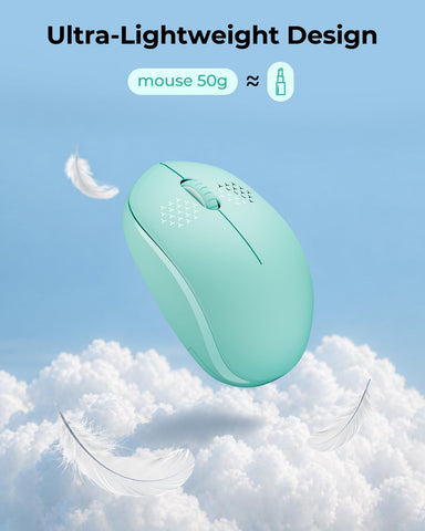 seenda Wireless Mouse for Laptop, 2.4G Noiseless Mouse with USB Receiver - Optical Tracking Portable Computer Mice for Chromebook, PC, Tablet, Windows System, 24 Months Battery Life - Mint Green