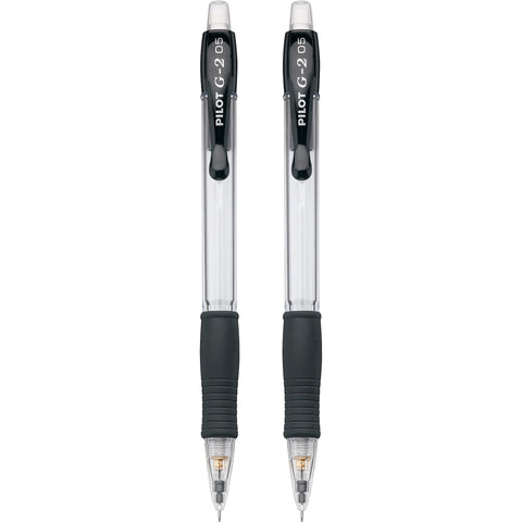 Pilot, G2 Mechanical Pencils, 0.5mm HB Lead, Clear Barrel, Pack of 2