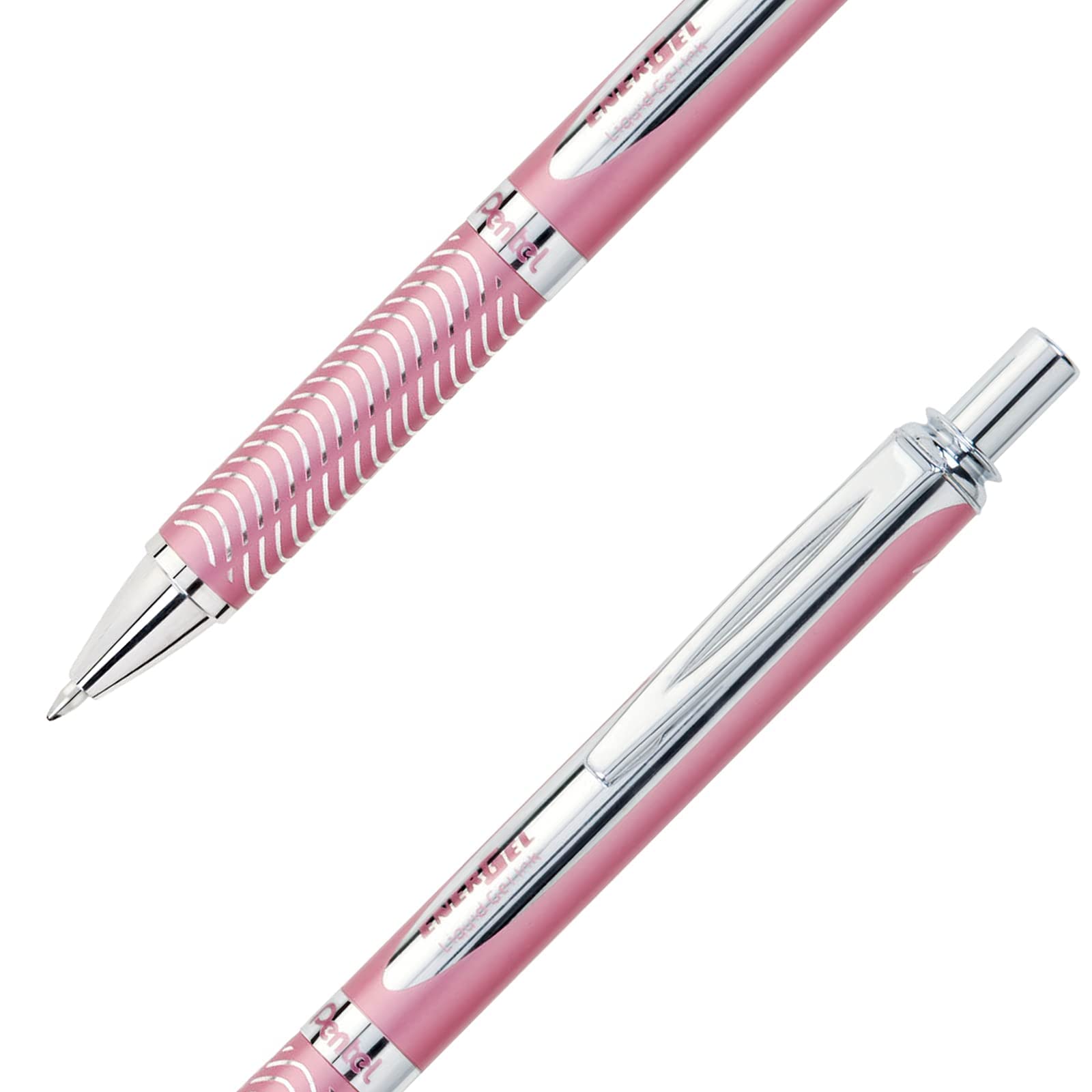 Pentel EnerGel Alloy RT Premium Liquid Gel Pen, (0.7mm), Medium Line, Pink Barrel, Black Ink (BL407P-A)