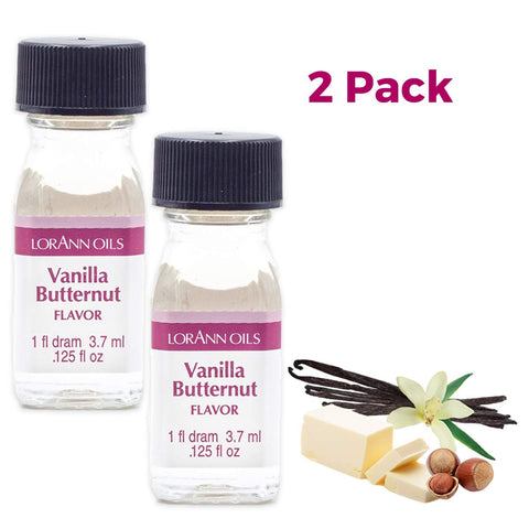 LorAnn Oils Super Strength Flavoring, Used For Candy Making, Flavoring, Baking, Hard Candy, & Flavor Oils - Bold, Natural Flavors 4X Stronger Than Extracts - Vanilla Butternut, Pack of 2, 0.125 fl oz