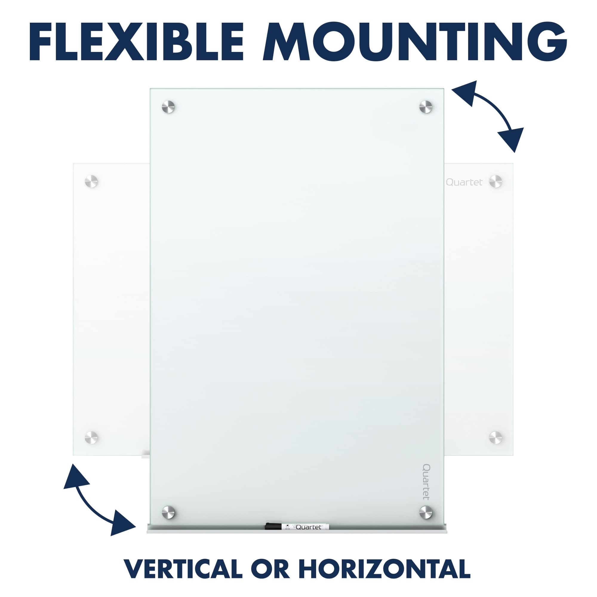 Quartet Whiteboard, Glass Dry Erase Board, Non-Magnetic, 48"W x 36"H, Infinity Frameless Mounting, White Surface, Accessory Tray, and 1 Dry Erase Marker (G4836NMW)