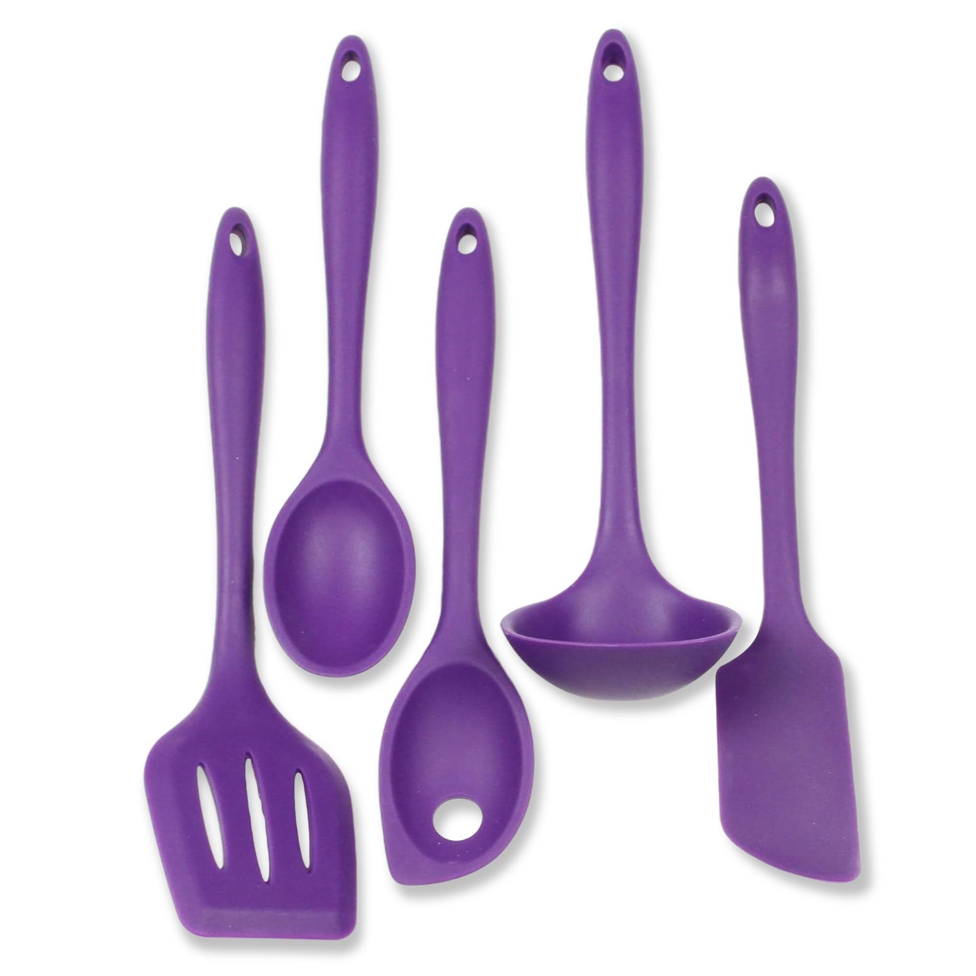Chef Craft Premium Silicone Kitchen Tool and Utensil Set, 5 Piece, Purple
