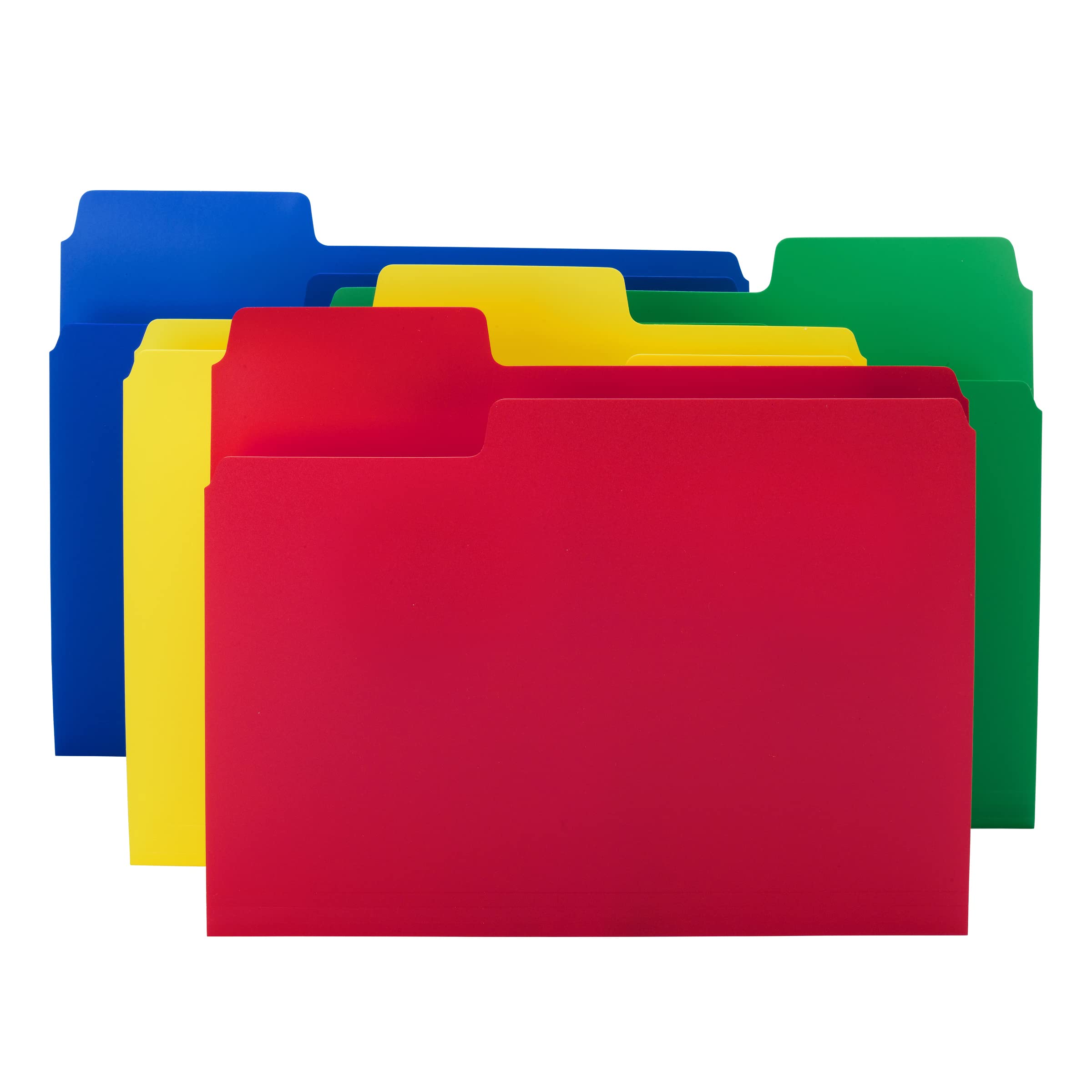 Smead Poly File Folders, SuperTab, 1/3-Cut Tabs, File Folders Letter Size, Assorted Primary Colors, Office Supplies, School Supplies, 12 Count (10516)