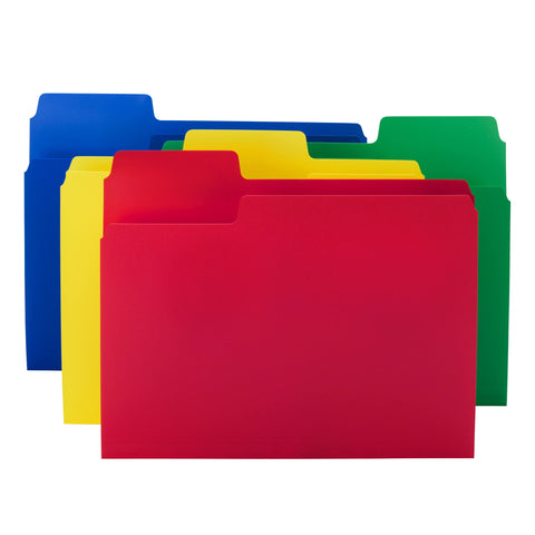 Smead Poly File Folders, SuperTab, 1/3-Cut Tabs, File Folders Letter Size, Assorted Primary Colors, Office Supplies, School Supplies, 12 Count (10516)