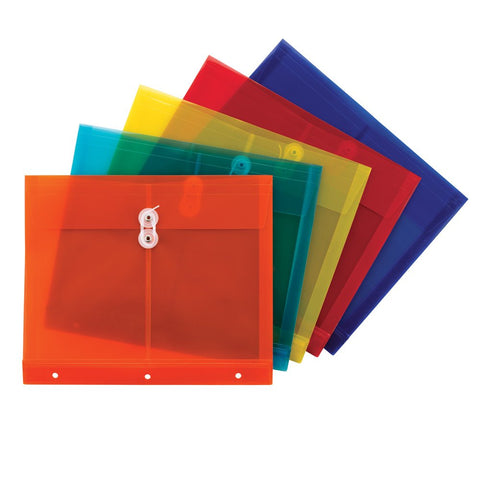Smead Poly Project Envelope, 1-1/4" Expansion, String-Tie Closure, Side Load, Letter Size, 5 per Pack (89519)