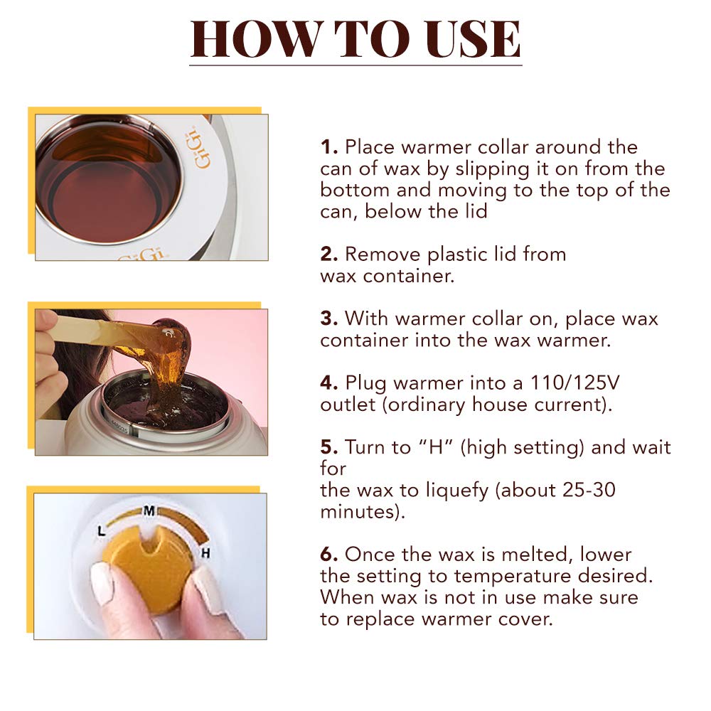 GiGi Honee Wax Warmer Kit - Hair Removal Waxing Kit with All-Purpose Wax & Collars, Ideal for At-Home & Salon Use on Face, Body, Legs & Arms