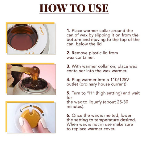 GiGi Honee Wax Warmer Kit - Hair Removal Waxing Kit with All-Purpose Wax & Collars, Ideal for At-Home & Salon Use on Face, Body, Legs & Arms