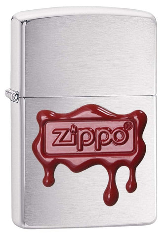 Zippo Red Wax Seal Brush Chrome Pocket Lighter