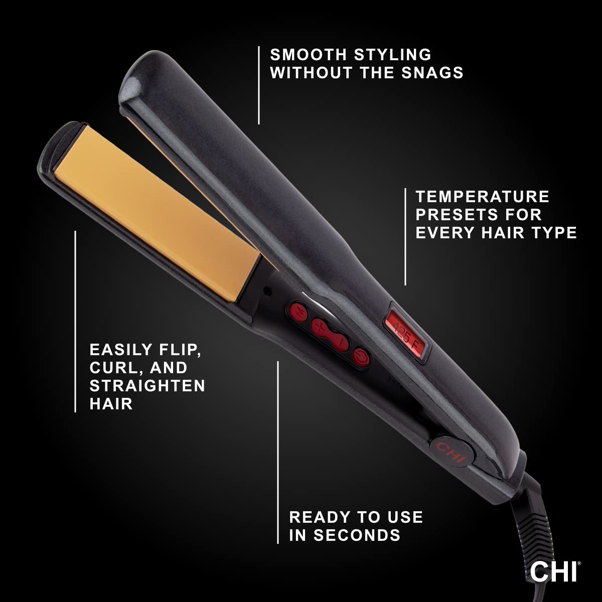 CHI G2 Titanium Infused Ceramic 1" Flat Iron Hair Straightener, Digital Temperature Control, Color-Coded Heat Settings for All Hair Types, Fast Heat-Up & Smooth Frizz-Free Finish