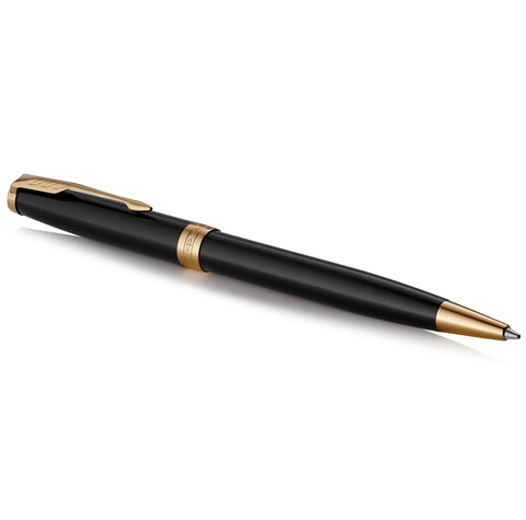 Parker Sonnet Ballpoint Pen Black Lacquer with Gold Trim Medium Point Black Ink (1931497)