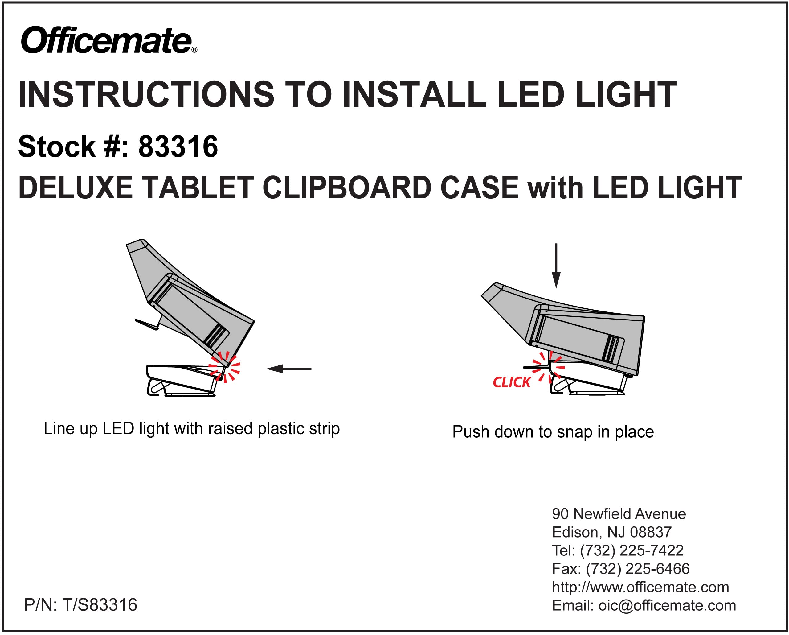 Officemate Deluxe Letter/A4 Size Tablet Clipboard Case with LED Light, Charcoal (83316)