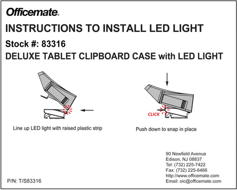 Officemate Deluxe Letter/A4 Size Tablet Clipboard Case with LED Light, Charcoal (83316)