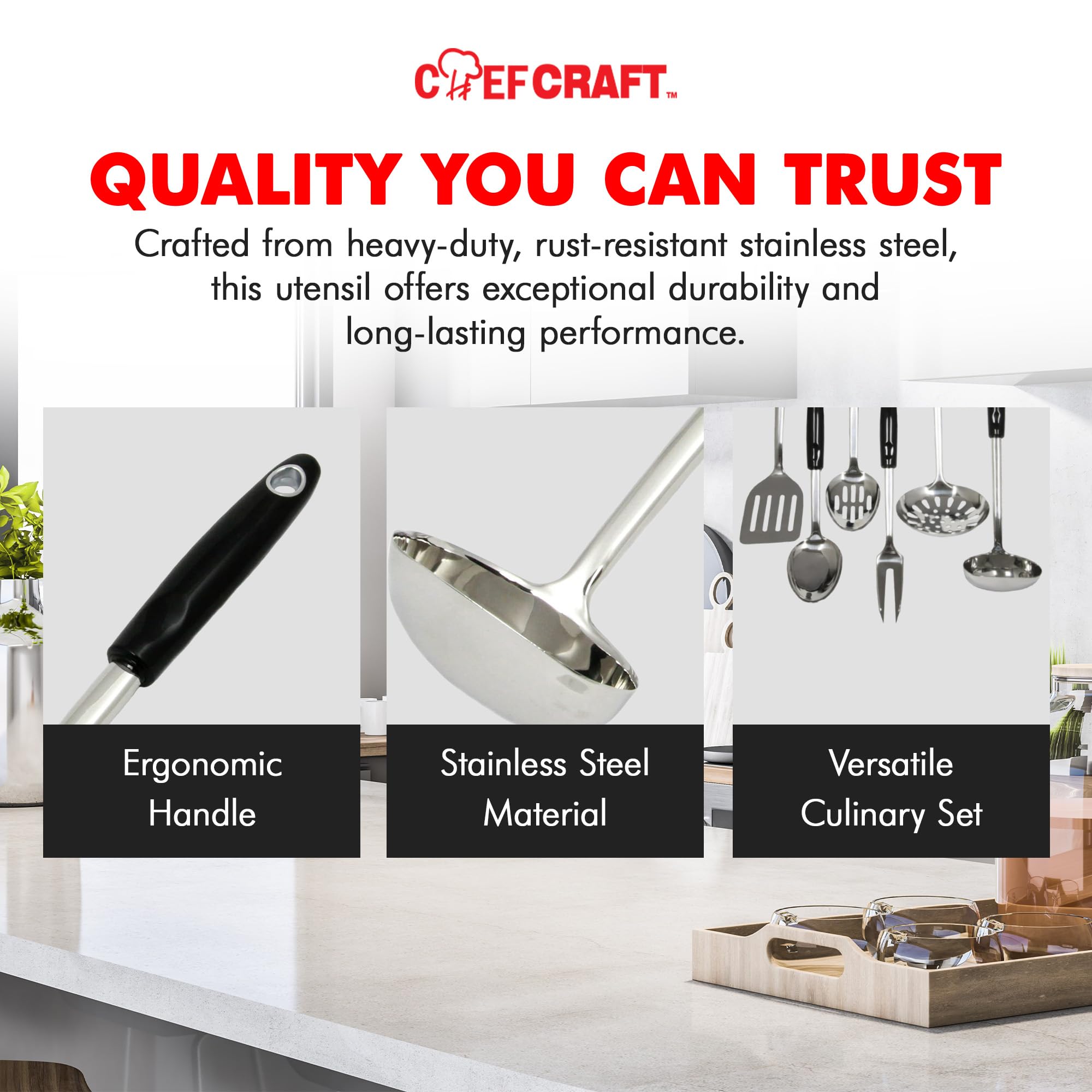 Chef Craft Select Ladle, 12 inch, Stainless Steel