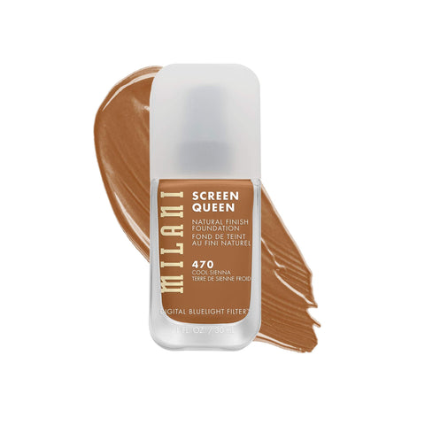 Milani Screen Queen Liquid Foundation Makeup - Cruelty Free Foundation With Digital Bluelight Filter Technology (Cool Sienna)