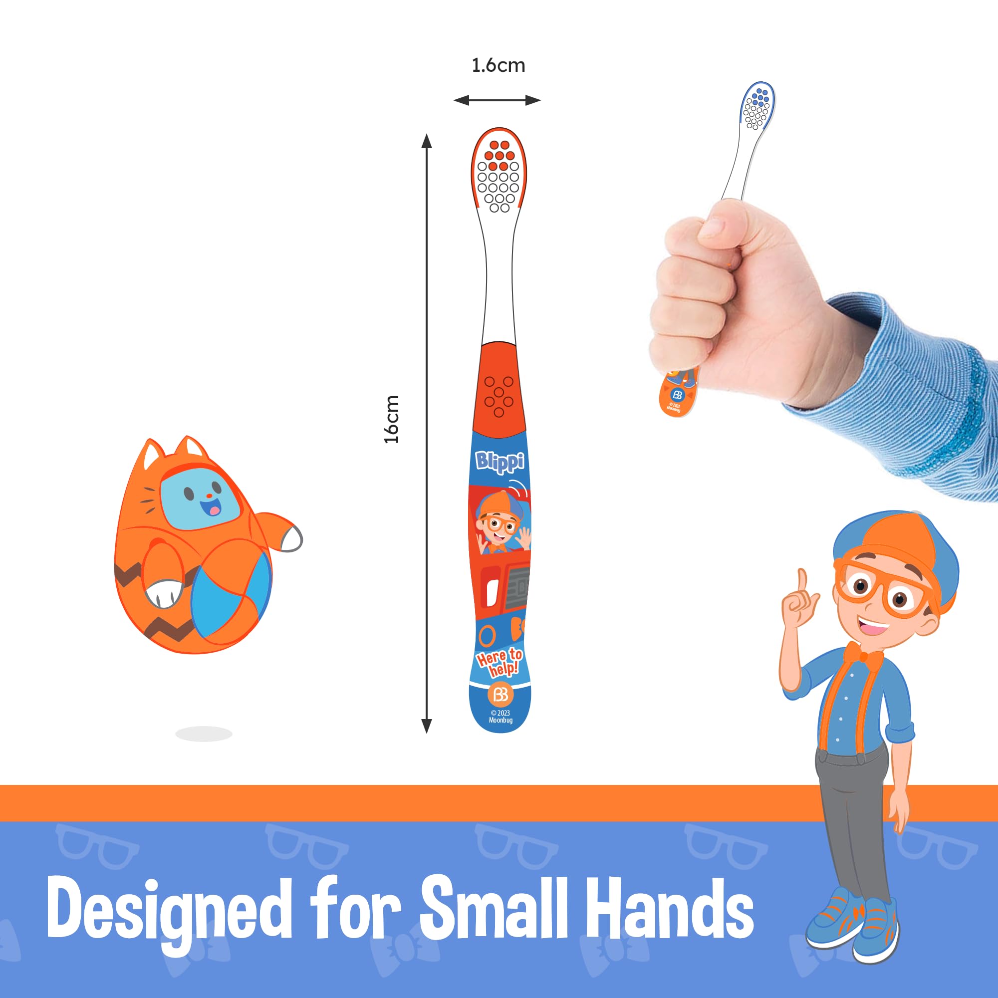 Brush Buddies Blippi Kids Toothbrush Set of 6 Pack Soft Bristle Toothbrushes for Toddlers Ages 2+, Extra Gentle Bristles, Small Head, Easy Grip Handle, Fun Blippi Characters, Kids Oral Care