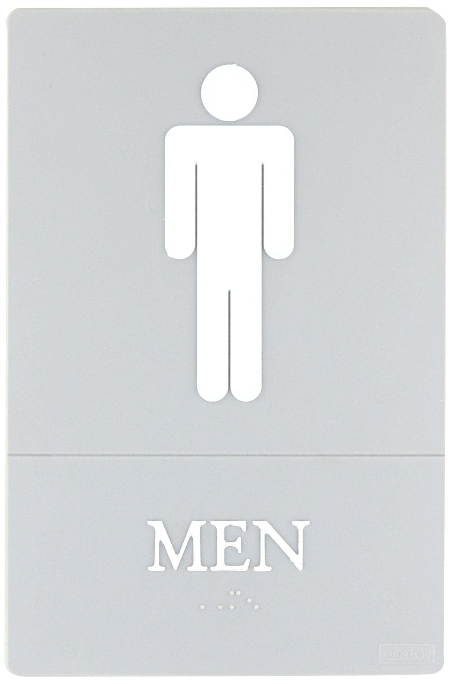 Quartet Men Bathroom Sign, ADA Approved, 6" x 9", Grade 2 Braille, Mens Restroom (01418)