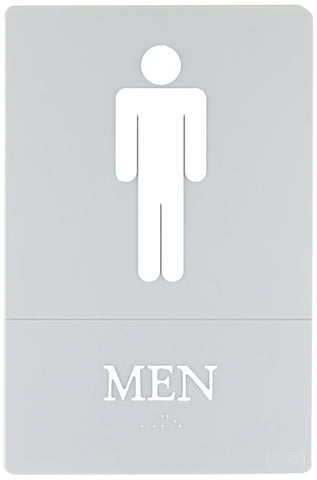 Quartet Men Bathroom Sign, ADA Approved, 6" x 9", Grade 2 Braille, Mens Restroom (01418)