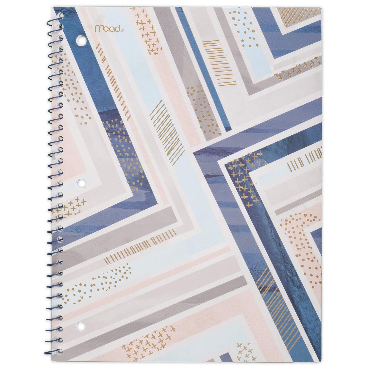 Mead Spiral Notebook, 1 Subject, College Ruled Paper, 70 Sheets, 10-1/2" x 7-1/2", Shape It Up, Design Will Vary, 1 Notebook (07152)