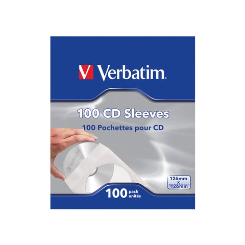 Verbatim CD/DVD Paper Sleeves-with Clear Window 100pk