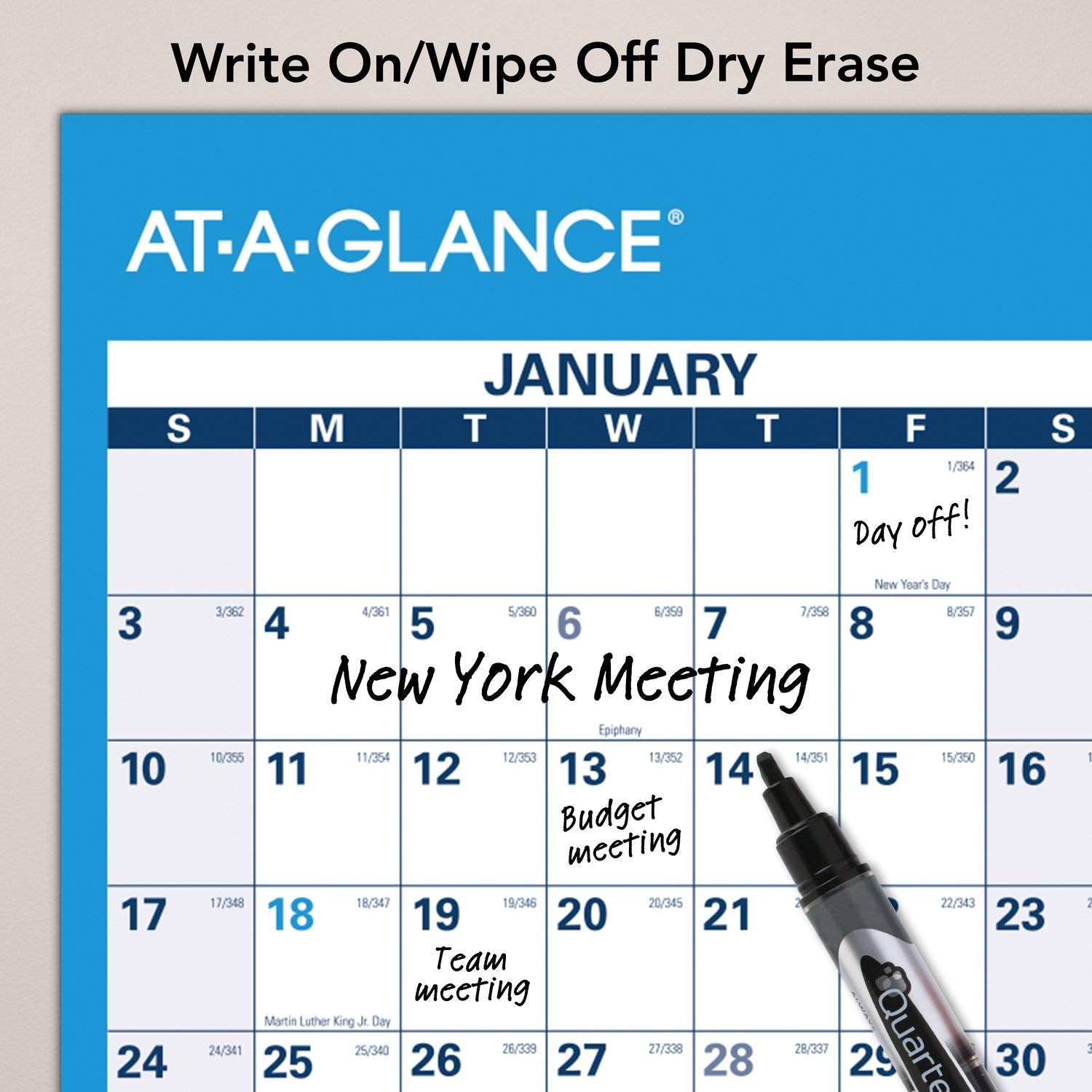 2021 Erasable Calendar, Dry Erase Wall Planner by AT-A-GLANCE, 48" x 32", Jumbo, Horizontal, Reversible for Planning Space, 48" x 32" (PM3002821)