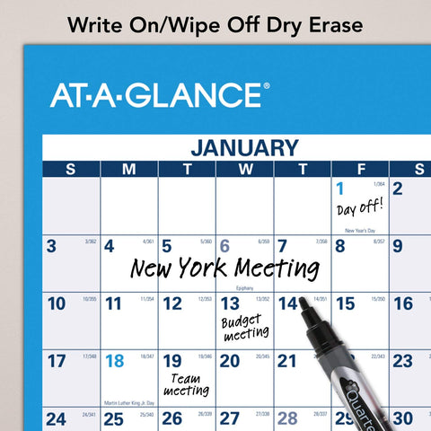 2021 Erasable Calendar, Dry Erase Wall Planner by AT-A-GLANCE, 48" x 32", Jumbo, Horizontal, Reversible for Planning Space, 48" x 32" (PM3002821)