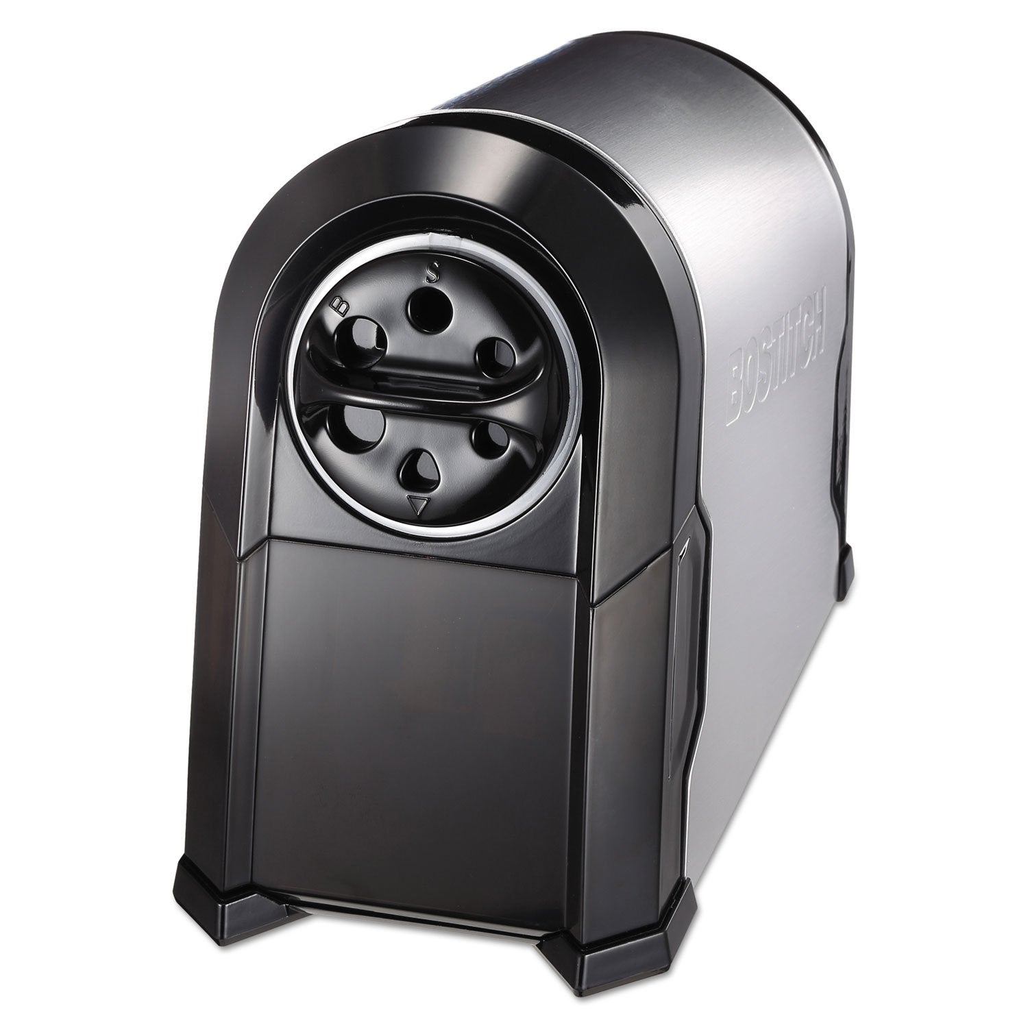 Bostitch Office SuperPro Glow Electric Pencil Sharpener, Heavy Duty Commercial Classroom, Replaceable Cutter Cartridge System, 6-Hole, Silver/Black
