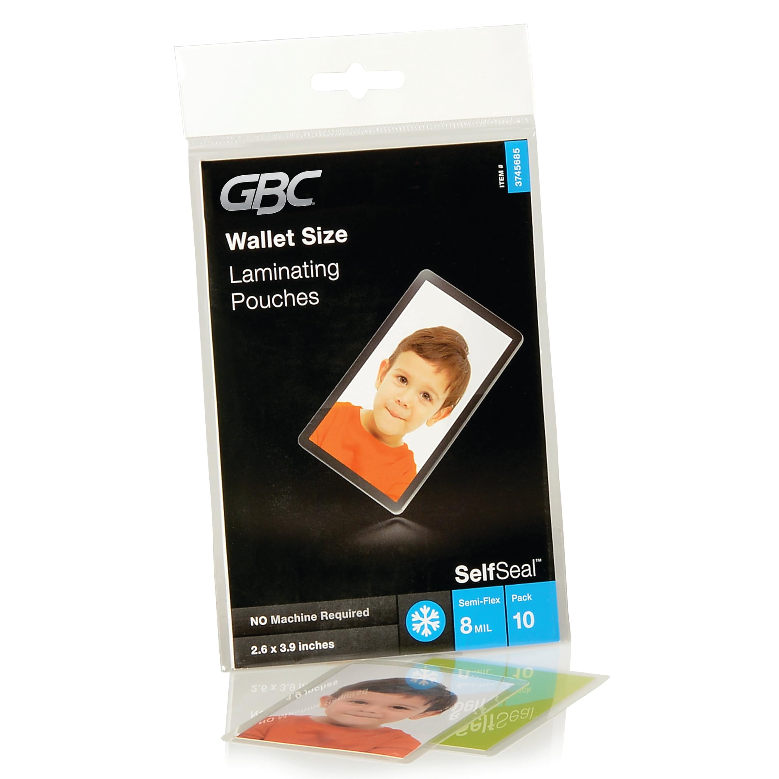 GBC Laminating Sheets, Self Adhesive Pouches, Wallet Size, 8 Mil, Self Seal, 10 Pack (3745685)