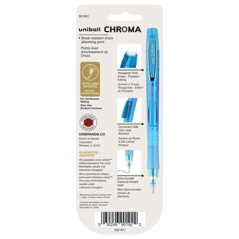 uniball Chroma Mechanical Pencil Starter Kit, 0.7mm, HB #2, Assorted Barrel, 2 Pack