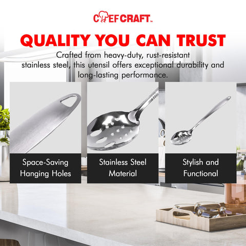 Chef Craft Select Slotted Spoon, 13 inch, Stainless Steel