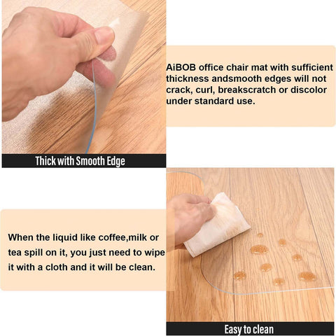 AiBOB Office Chair Mat for Hardwood Floor, 36 X 48 inches, Hard Floor Chair Mats Under Computer Desk, Easy Glide for Rolling Chairs
