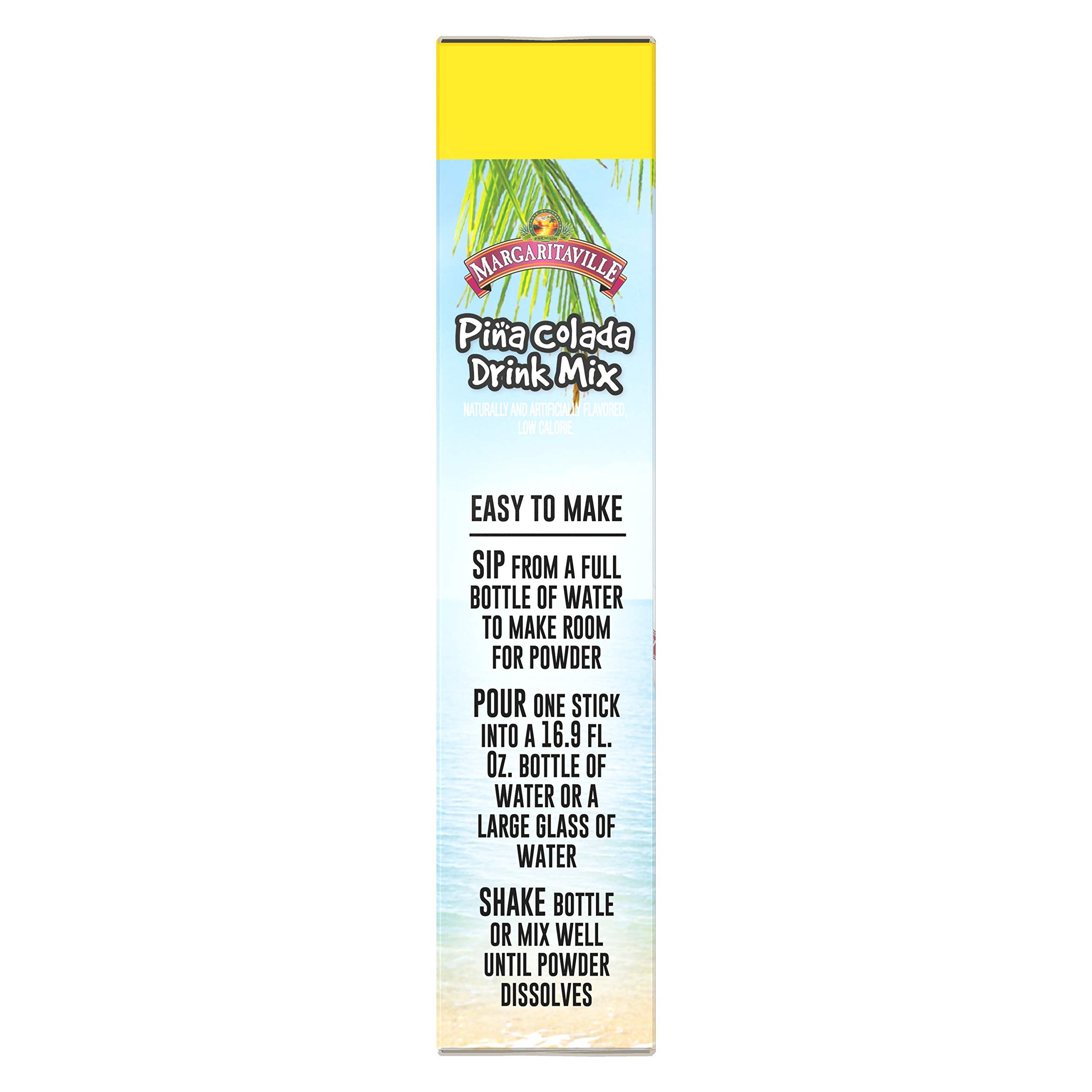 Margaritaville, Singles To Go Water Drink Mix Flavored NonAlcoholic Powder Sticks 6 Count, Pina Colada, 4.14 Ounce