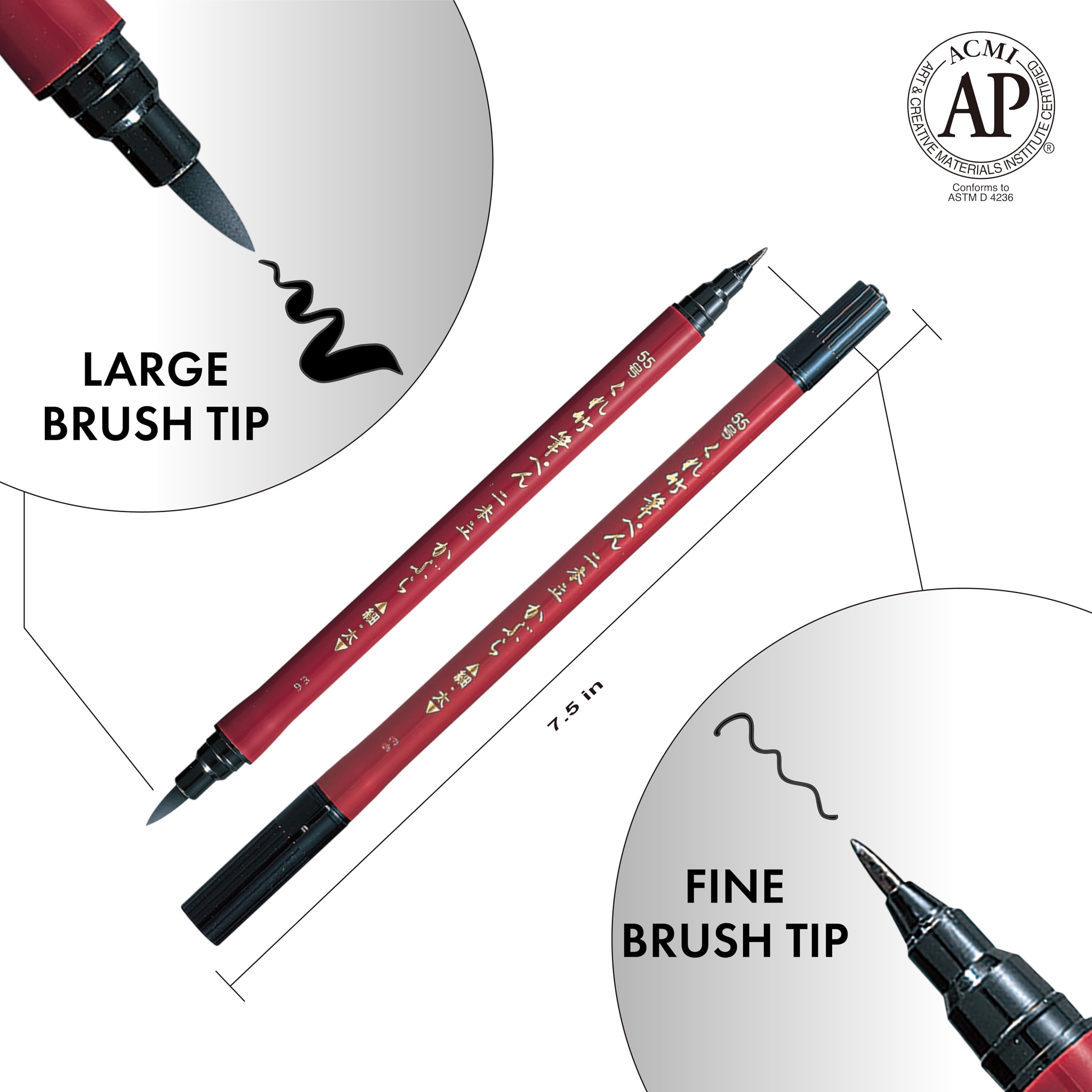 Kuretake Fude Brush Pen NIHON-DATE KABURA (No.55), hard and soft dual tip marker, for Calligraphy, Manga, Drawing, Professional, Artist, Made in Japan