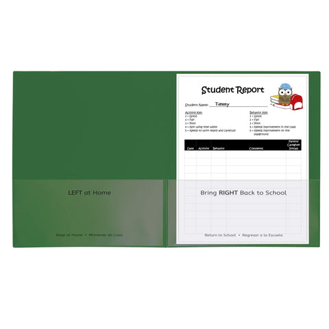C-Line Classroom Connector School-to-Home Folders, Green, 25 per Box (32003)
